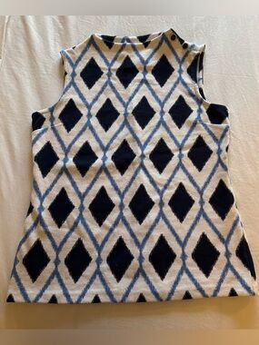 Talbots Sleeveless Diamond Jacquard Tank - Navy & Cream